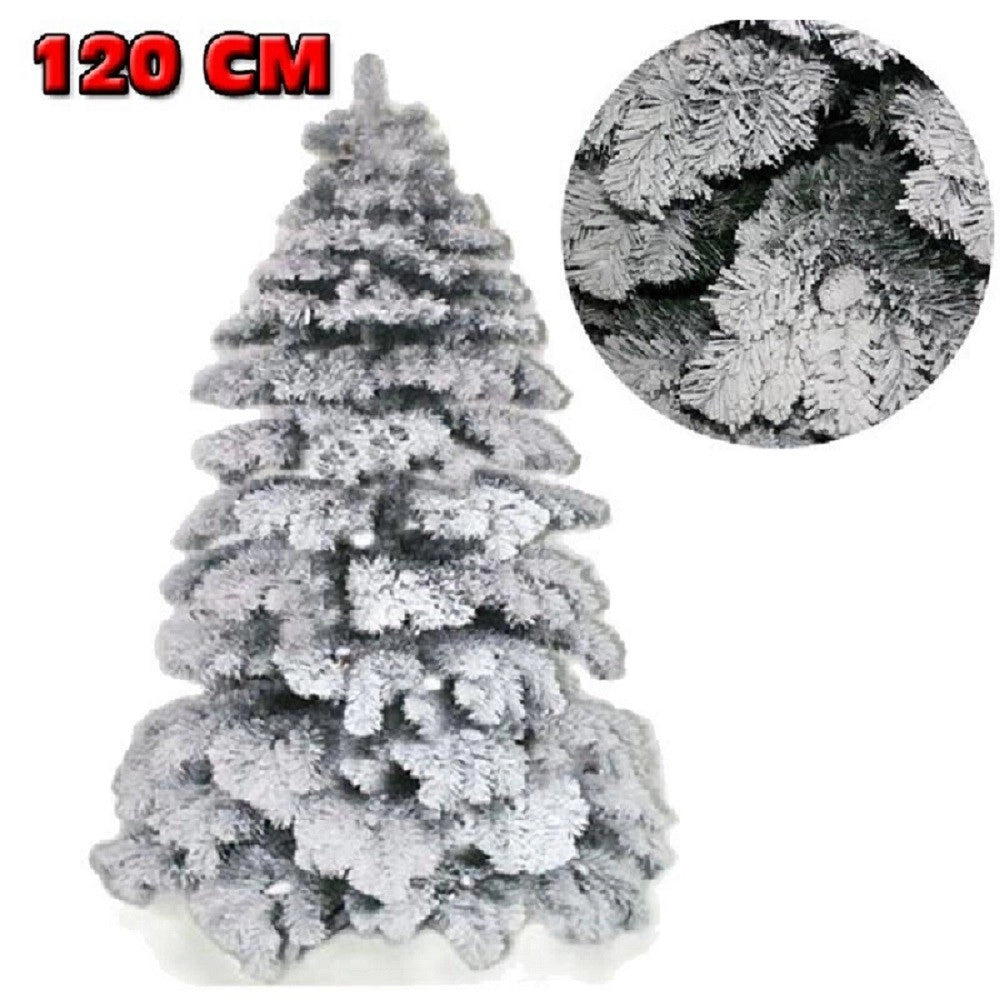 Trade Shop - Albero Di Natale 120cm Abete Snow Con Effetto Innevato Bianco Base A Croce -