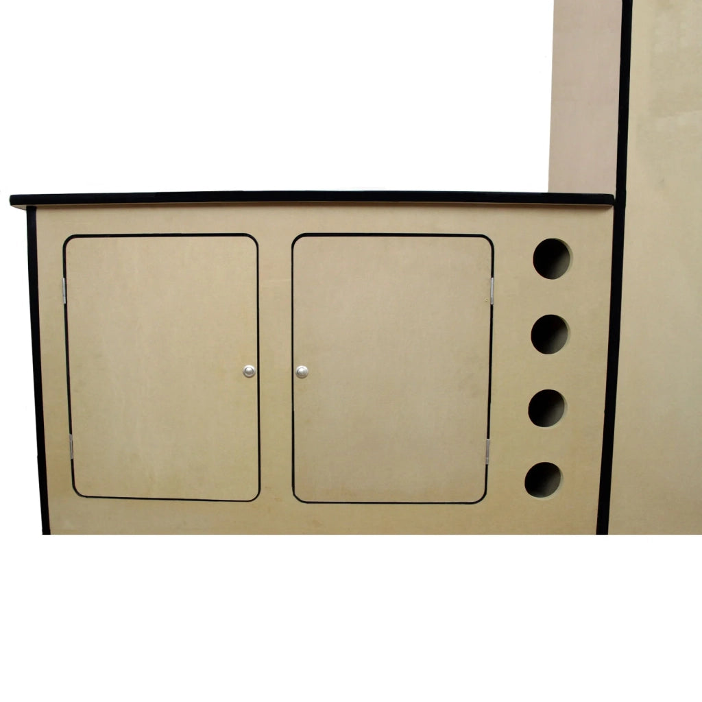 Cucina da Camper in Legno MDF Spessore 18mm con 3 Armadietti e Spazi Portavino
