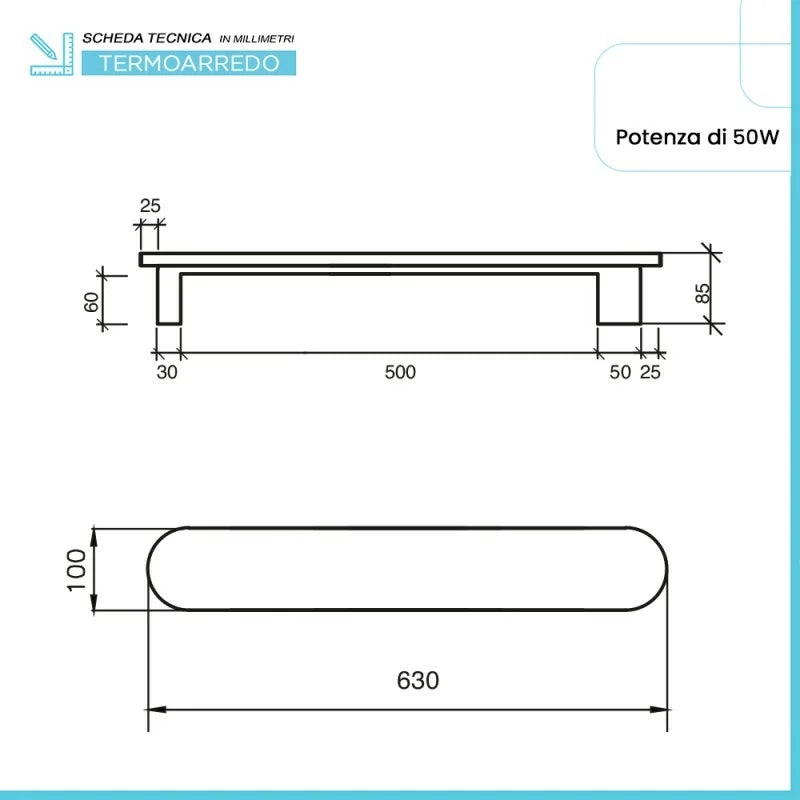 Scaldasalviette elettrico Ness 63 cm bianco lucido 50W in ceramica