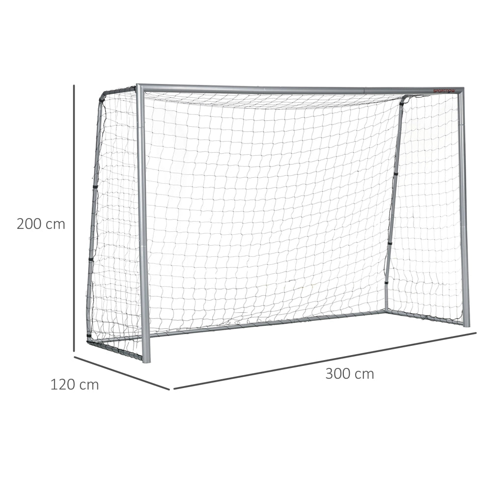 Porta da calcio ¨C Xylo ¨C resistente alle intemperie, rete robusta, telaio in metallo, 300x200x120 cm