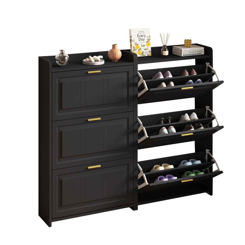Scarpiera con 6 Ripiani ¨C Xylo ¨C Nero, MDF e Truciolato, 70x24x120 cm
