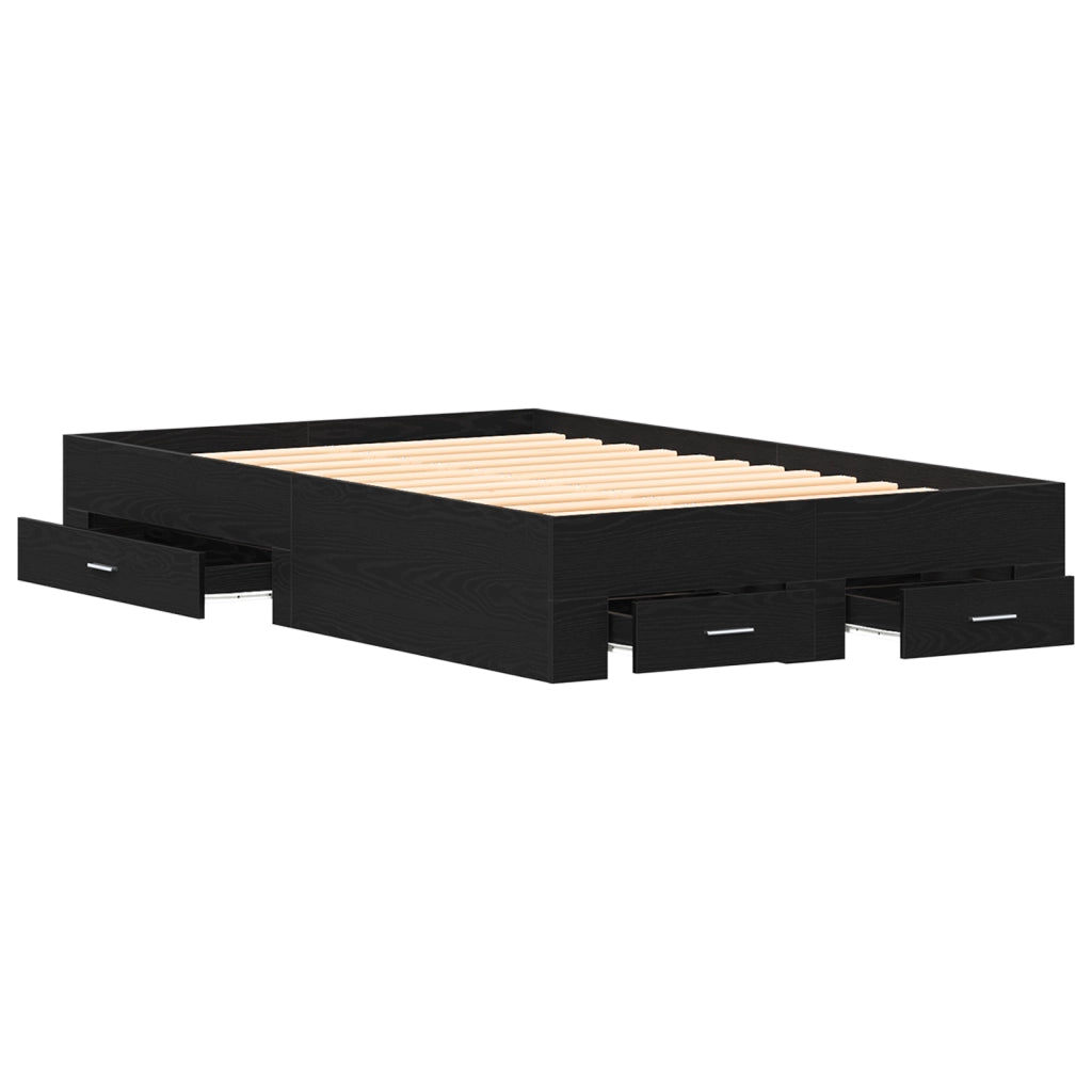 Struttura Letto con Cassetti in Rovere Nero 120x200 cm Legno Ingegnerizzato