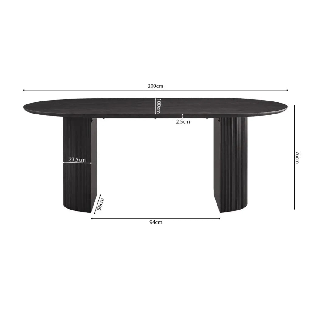 Tavolo da pranzo ovale VAGOS effetto legno marrone scuro lunghezza 200cm, ideale per una sala da pranzo accogliente