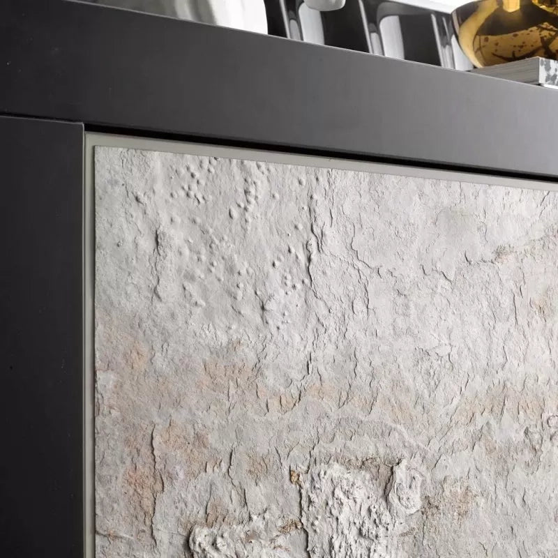 Madia 2 ante contemporanea legno massello nero effetto pietra 142x45x85 (307) - Mobili 2G