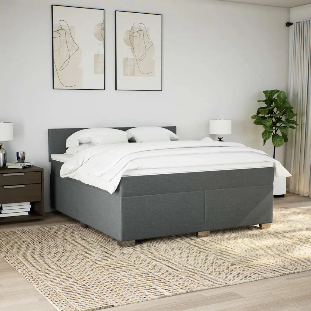 Giroletto a Molle con Materasso Grigio Scuro 180x200 cm Tessuto 3288261