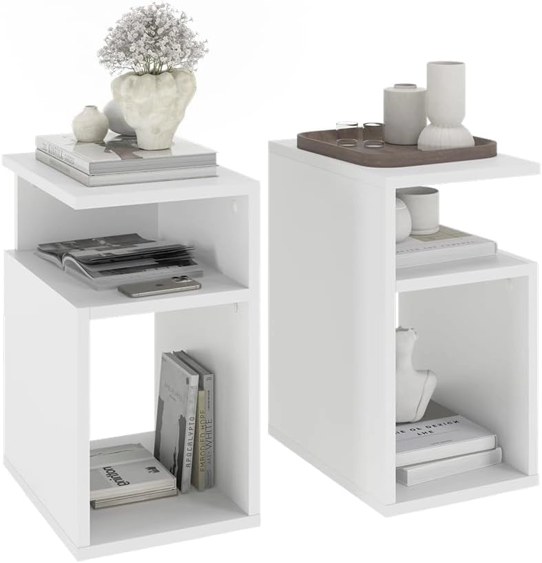 Comodino Elios, Bianco, Set di 2