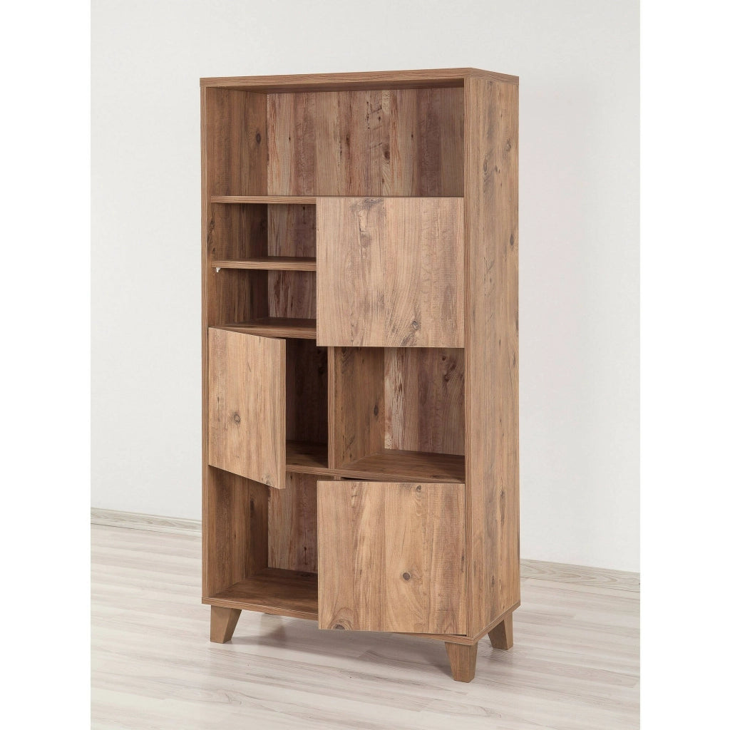 Biblioteca Yasmin, Libreria 5 Ripiani, 80x36x155h cm Marrone Quercia