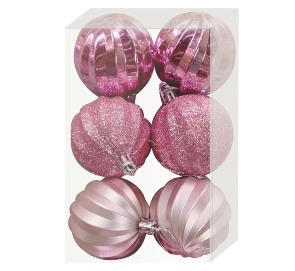 MAURY'S BOX 6 SFERE PER ALBERO DI NATALE DI COLORE ROSA CON DIAMETRO 8 CM