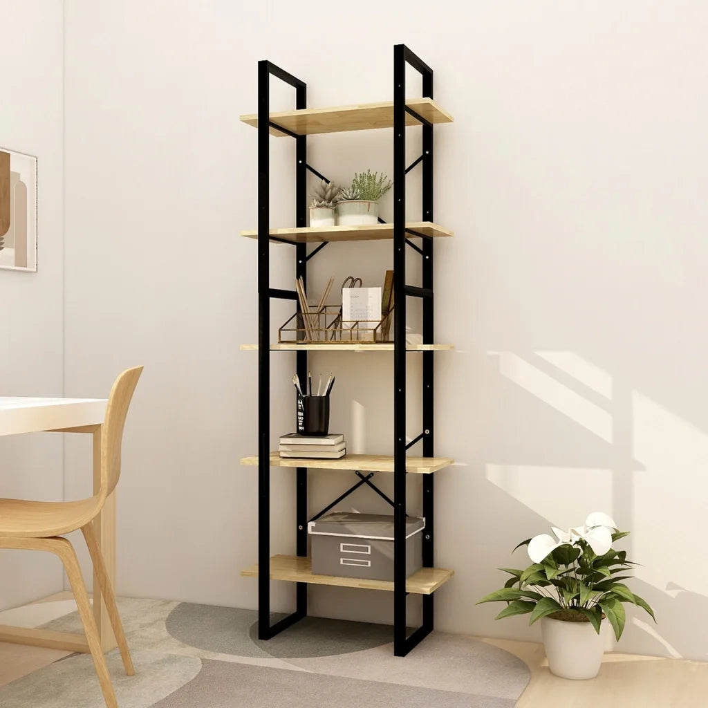 Libreria a 5 Ripiani-Scaffale per Libri-Mobile di Stoccaggio 60x30x175 cm in Legno Massello di Pino