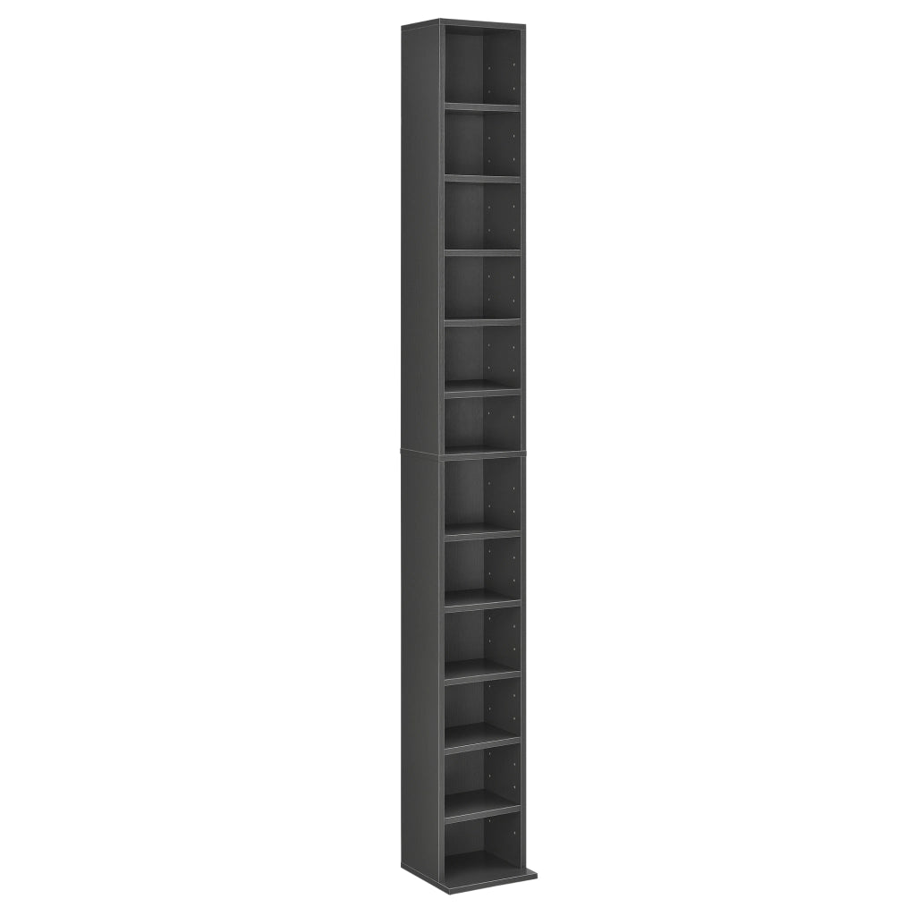 Scaffale a Colonna Tynset con 12 Scomparti per CD DVD 175x20x20 cm Grigio Scuro [en.casa]
