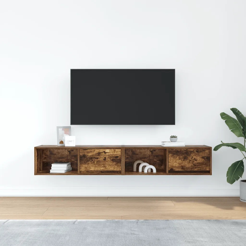 Mobili TV 2 pz | Armadietto TV | Mobile Porta TV Rovere Fumo 80x31x25,5 cm Legno Multistrato