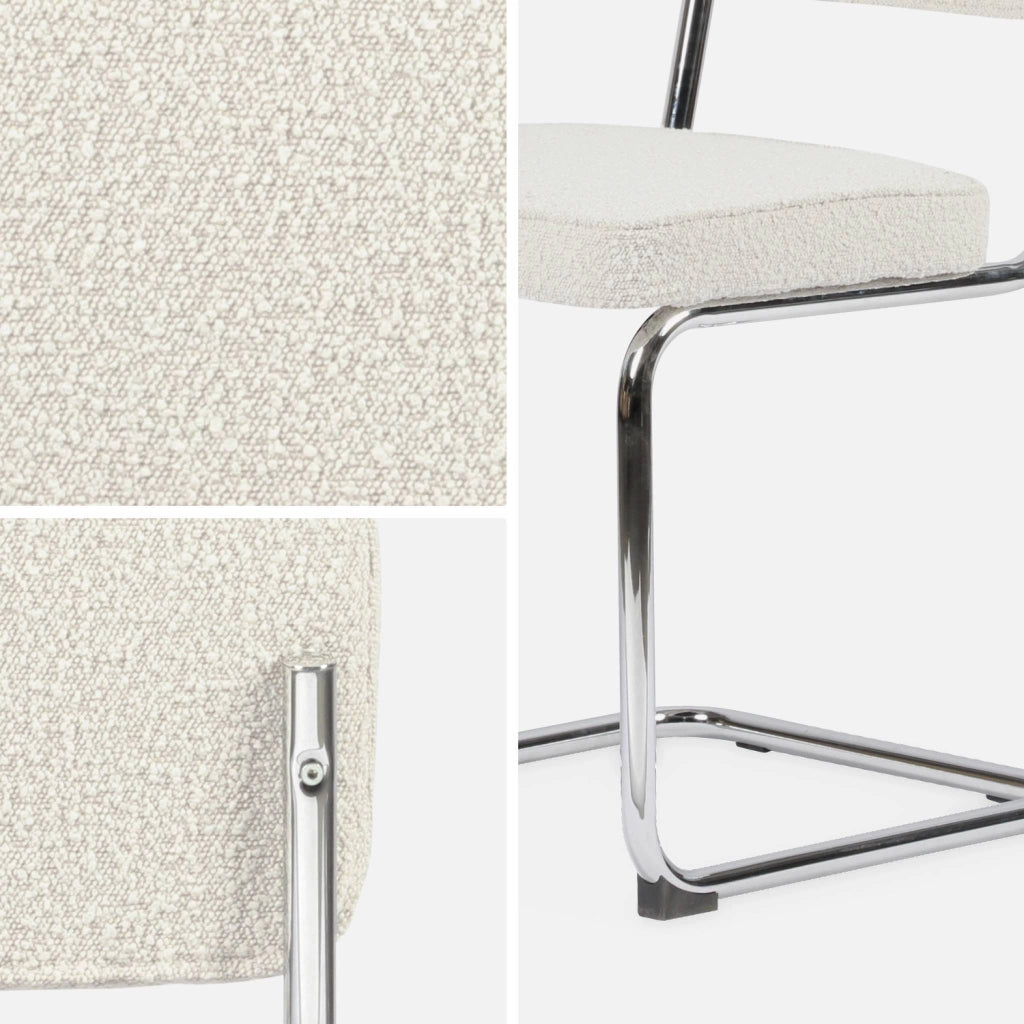 Set di 2 sedie a sbalzo bouclé, bianco sporco