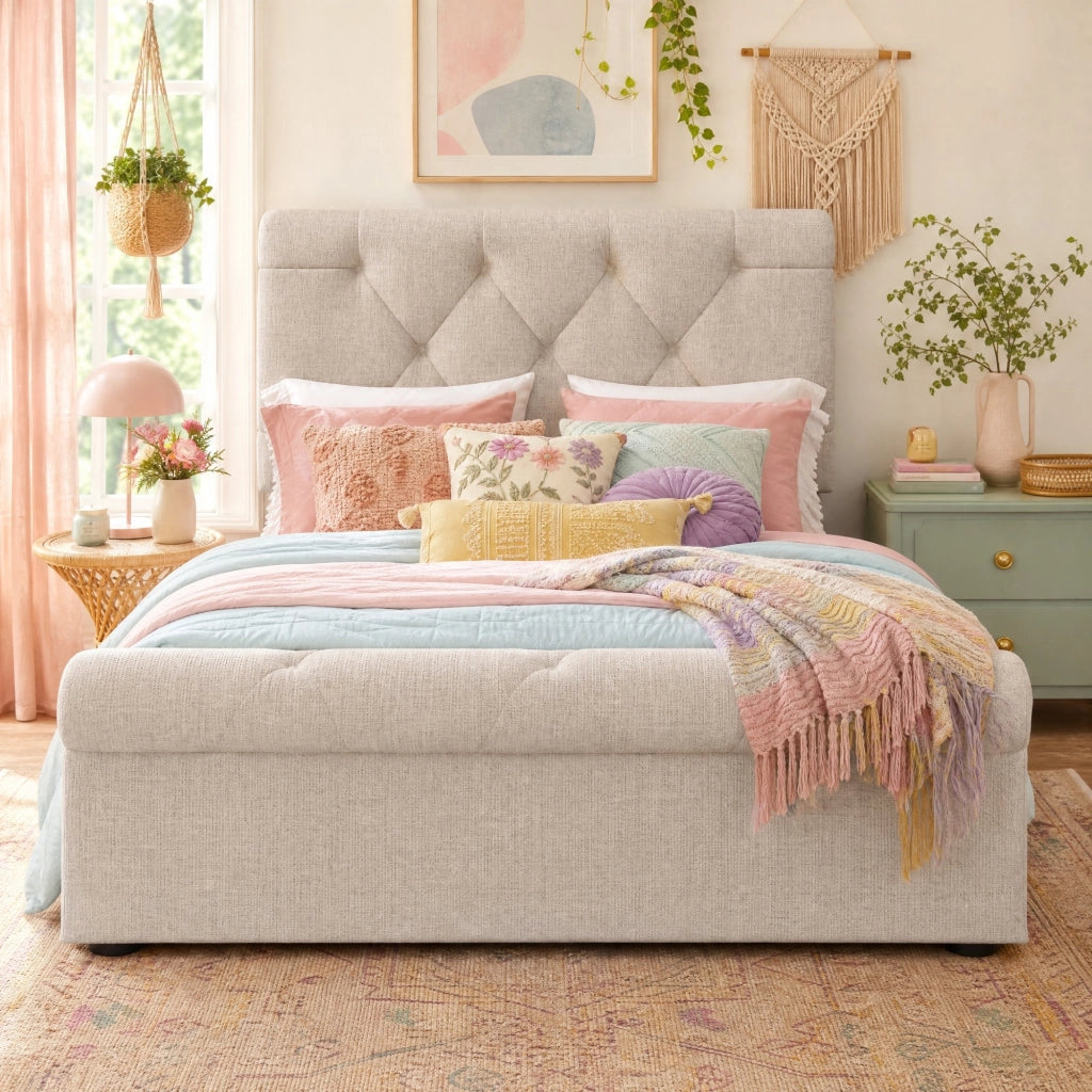 Letto singolo 90x200 con 2 cassetti, testiera regolabile e materasso H3