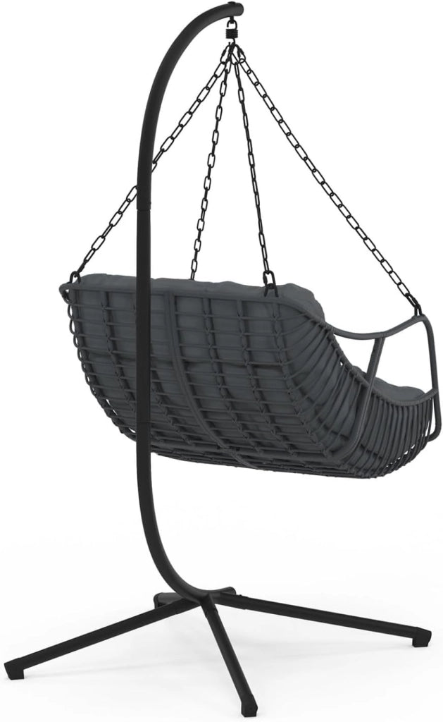 LOA reclinabile in Rattan Grigio Traforato con Cuscino Grigio