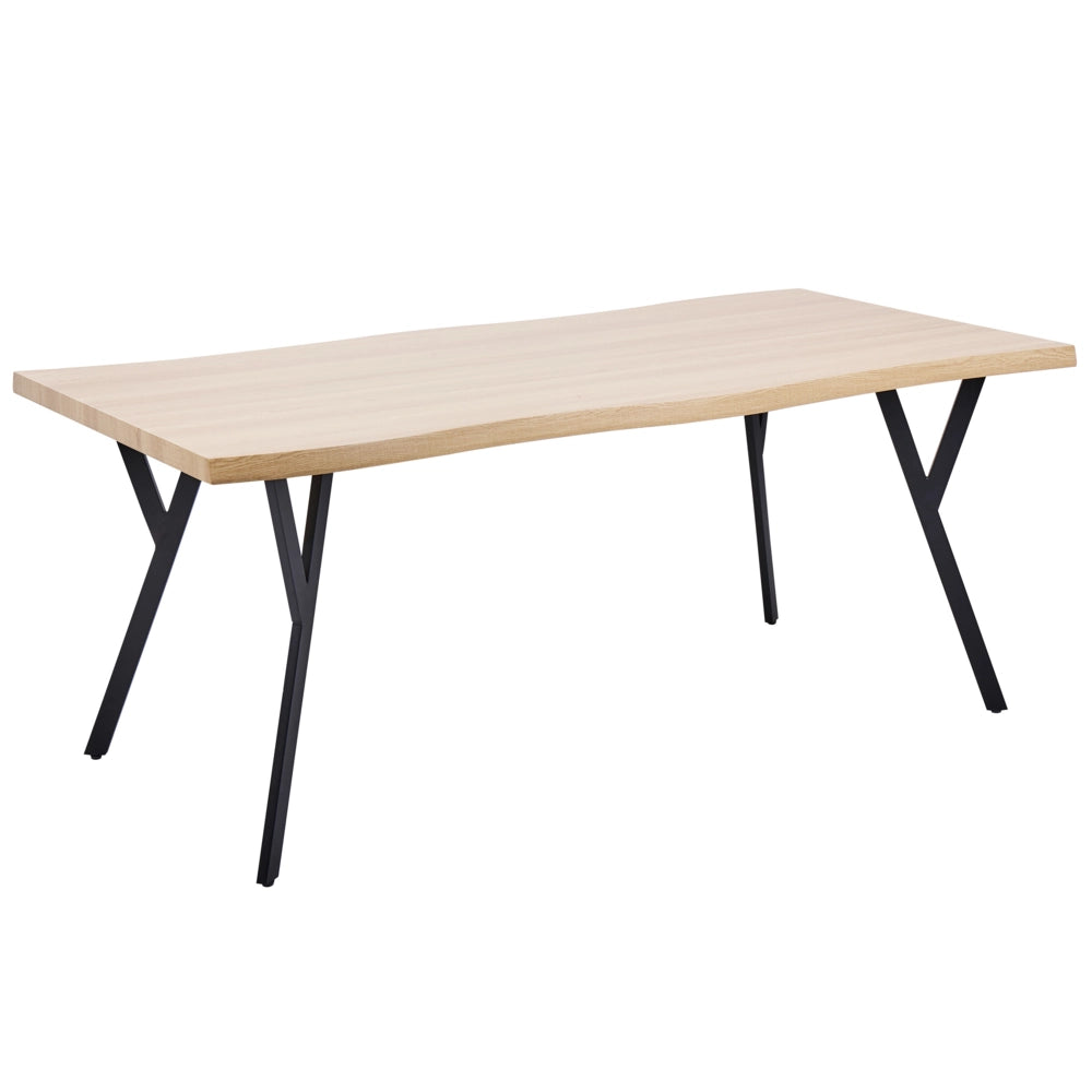Tavolo da cucina in legno chiaro rettangolare moderno con piano in MDF e gambe in acciaio 180 x 90 cm 4 posti da cucina