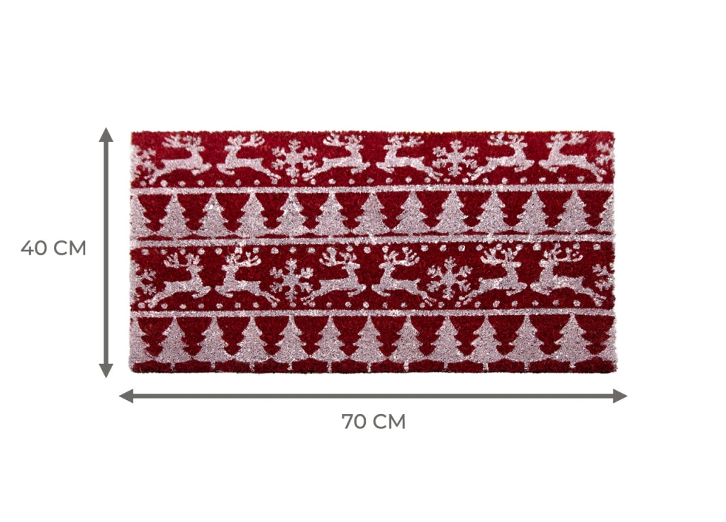 Zerbino Natale Cocco Ingresso Casa Esterno Antiscivolo Natalizio Rosse Renne Tree