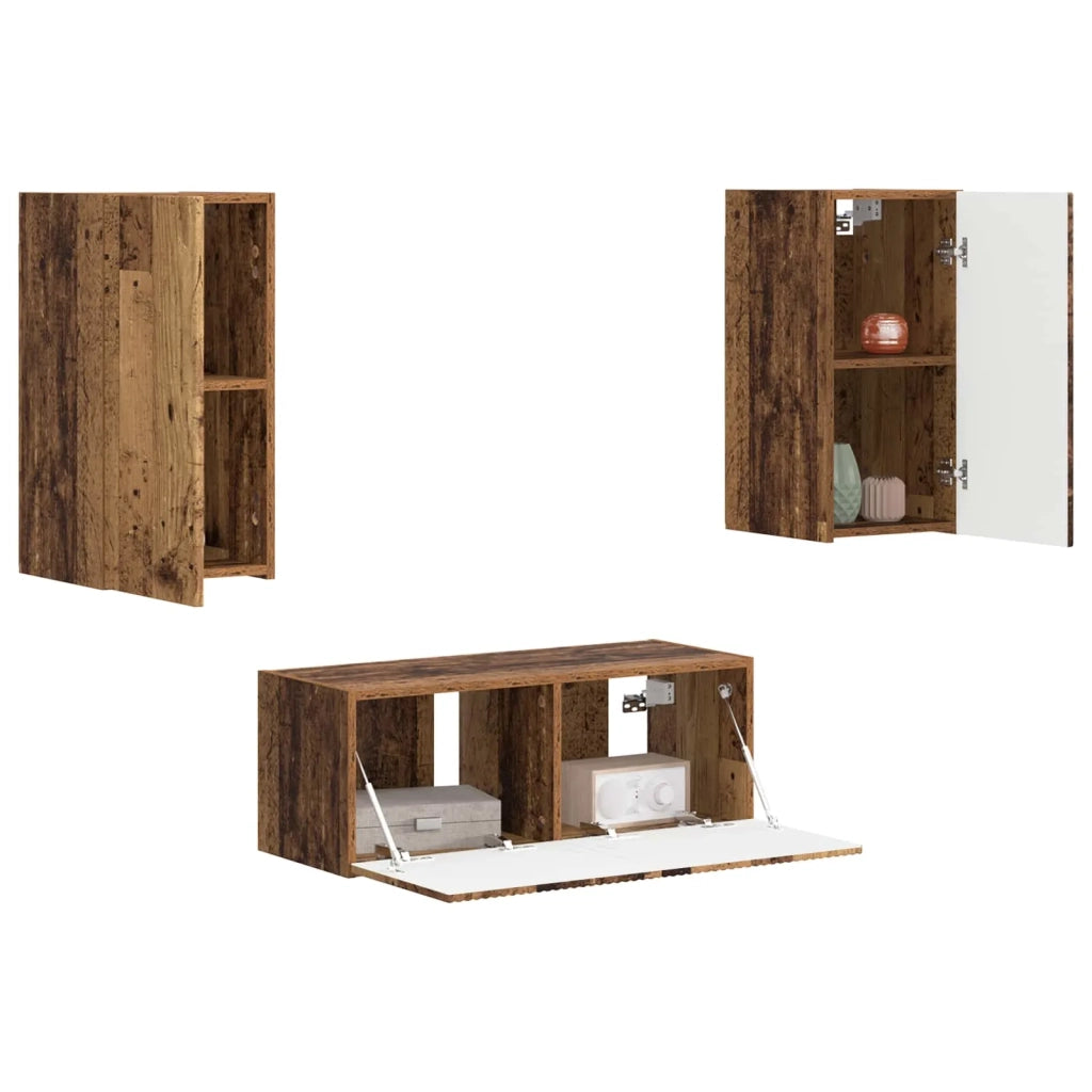 Set mobile TV 2 pz | Armadietto TV | Mobile Porta TV Legno vecchio Legno multistrato
