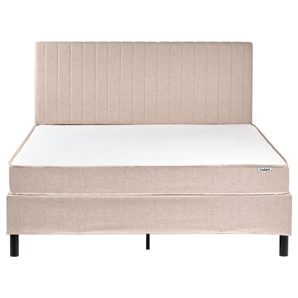 Letto matrimoniale con testiera Materasso a molle insacchettate 160 x 200 cm Beige camera da letto