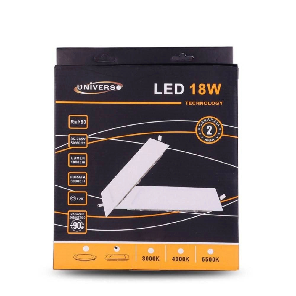 Trade Shop - Pannello Led Slim 18w Incasso Quadrato In Pvc Luce Caldo Freddo Naturale P205aq - -bianco Caldo      -