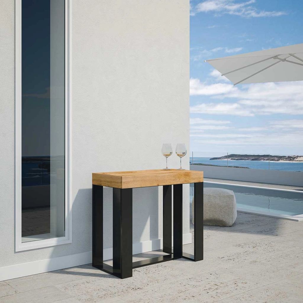 Consolle Allungabile da Esterno in Legno e Ferro H77x40x90/300cm Viola Abete Tinto Classica