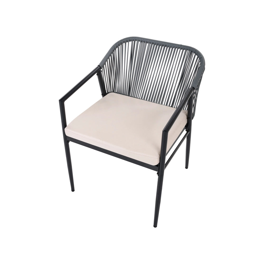 Set da Giardino Nero in Rattan PE 4 Posti Cuscini in Tessuto con Rivestimenti Sfoderabili Struttura in Acciaio Poltrone Divano Tavolino Moderno Arredo da Esterno