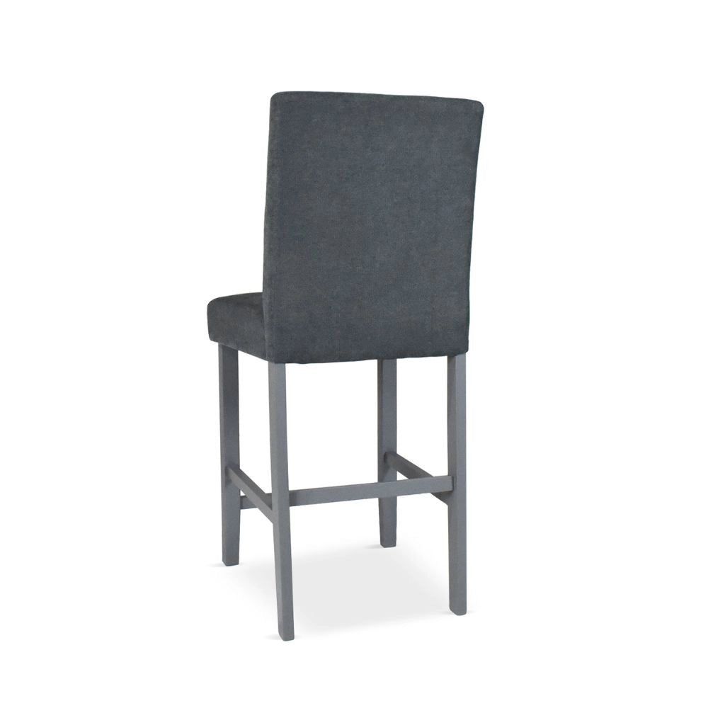Sgabello Alex in legno colore grigio con seduta in tessuto grigio