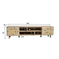 Mobile TV in Rattan Color Legno per TV fino a 70 Pollici con Gestione Cavi, 2 Cassetti e una porta, Quercia