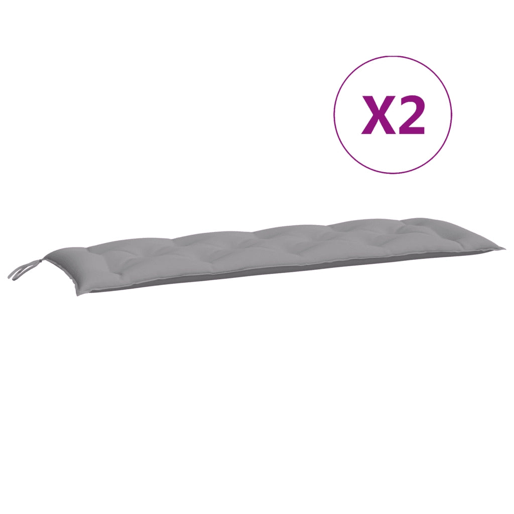 Cuscini per Panca 2 pz-Set di 2 Cuscini per panchina Grigi 150x50x7 cm in Tessuto Oxford