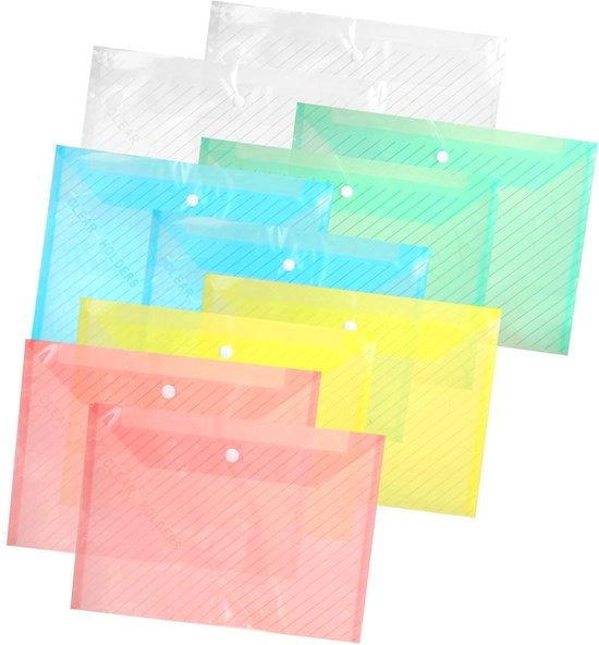 Documenti A4 Documenti trasparenti Mappen colorate per archiviazione Documenti trasparenti con chiusura a clip per documenti Organizzatore per documenti 10 pezzi