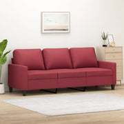 Divano a 3 Posti-Sofa 3 Posti Rosso Vino 180 cm in Similpelle 362771