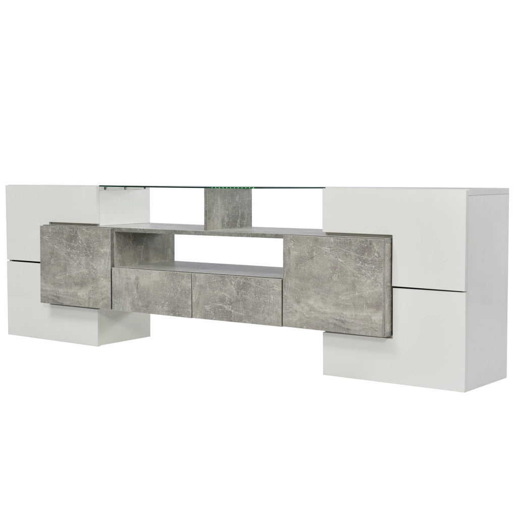 Mobile TV 200x35x60 cm; LED multicolore controllabile via app; MDF; grigio