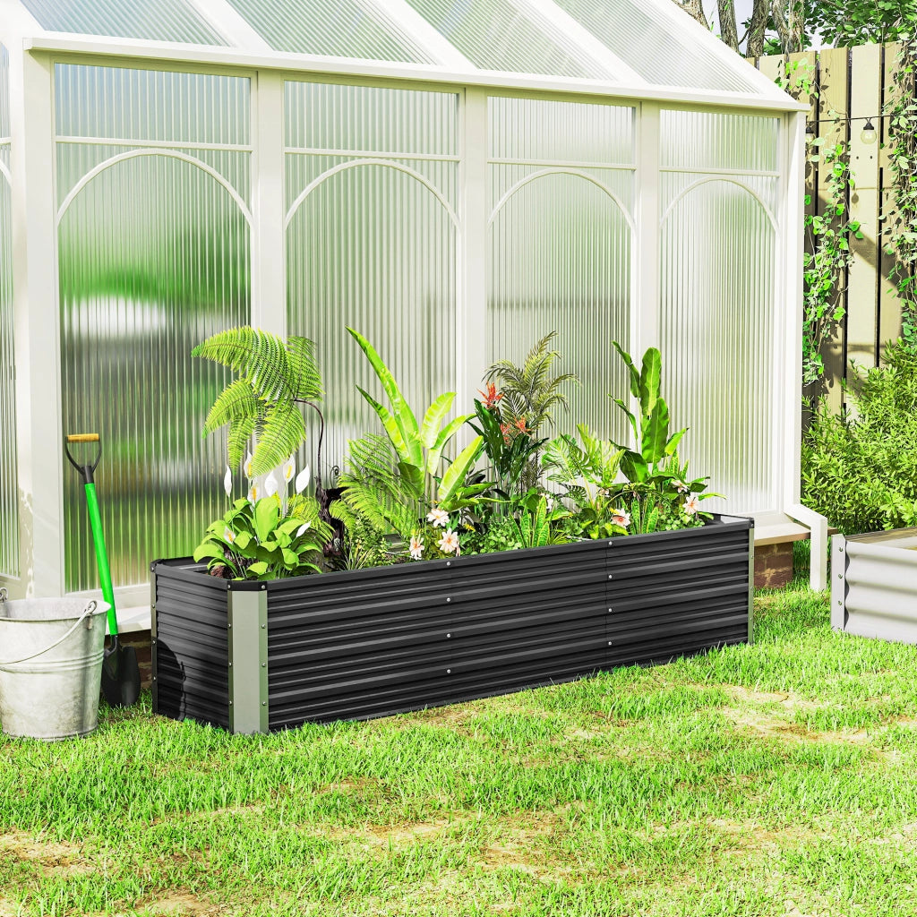 Letto da giardino rialzato in acciaio ¨C zephmum ¨C grigio 183x47x40 cm
