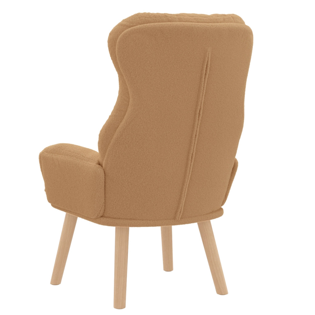 Poltrona Rilassante Beige in Tessuto Simile alla Lana Riccia