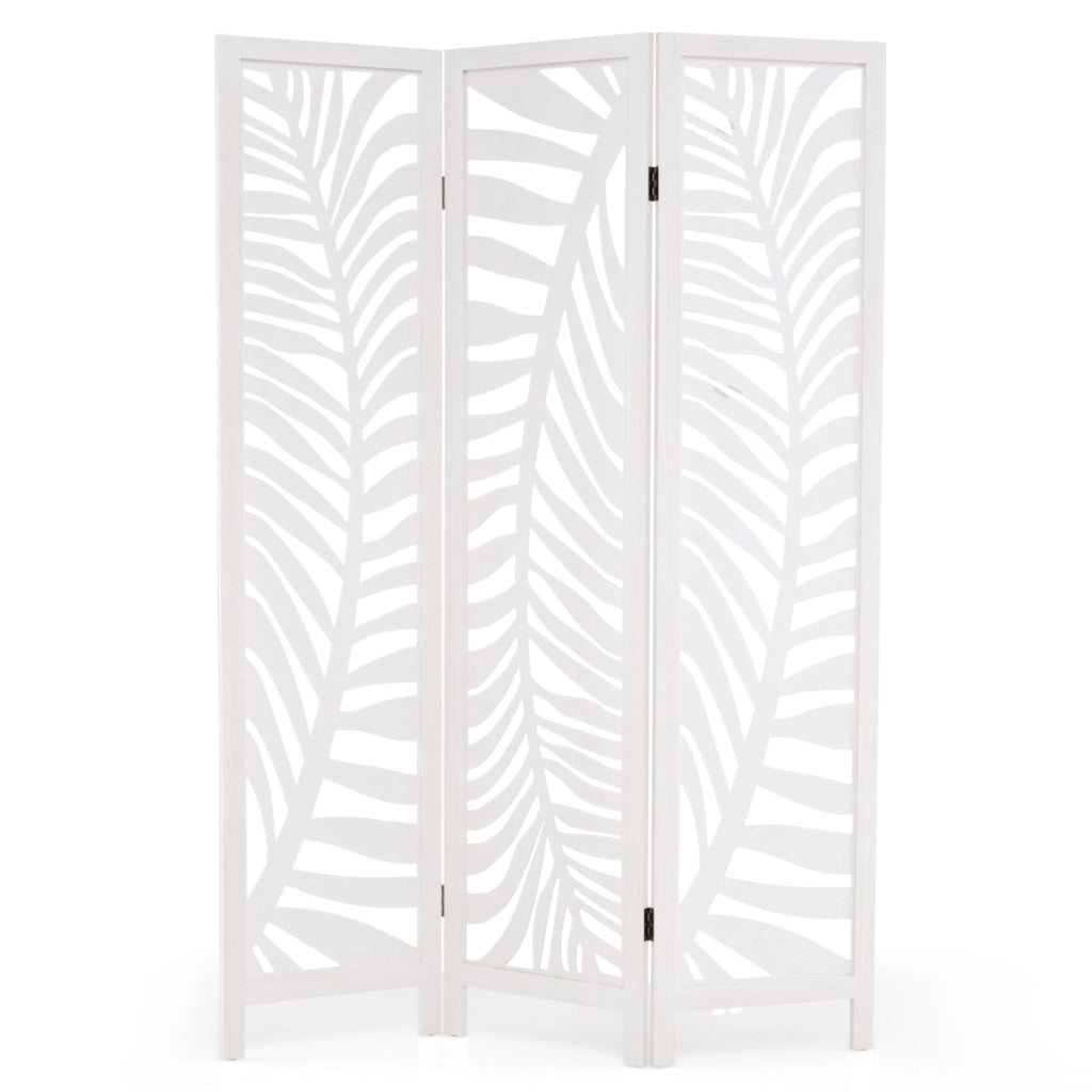 Divisorio per ambienti autoportante alto 170 cm con cornice in legno naturale-Paravento a 3 pannelli per casa Bianco