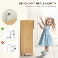 Mobiletto Bagno Salvaspazio con Armadietto a 2 Ripiani e Vano Aperto, 30x30x79.7 cm, Bianco e Legno