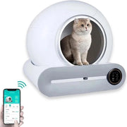 Toiletbacchetta Self-Cleaning - Cassetta Automatica per Gatti - Grande Cassetta per Animali - Comando a Distanza da Smartphone - 9L - Bianco