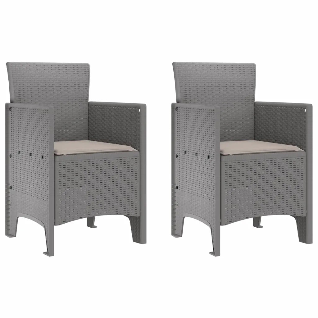 Set da Pranzo per Giardino 3 pcs Grigio chiaro Polipropilene