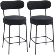 Sgabelli da Bar con Schienale ¨C zephmum ¨C Tessuto Bouclette, Nero, 49x52x95 cm