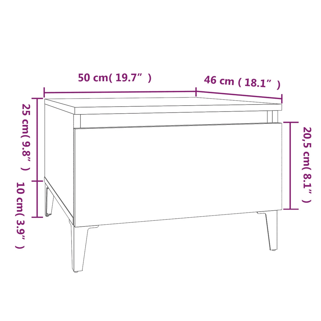 Tavolino Bianco Lucido 50x46x35 cm in Legno Multistrato cod mxl 26992