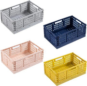 Set di contenitori in plastica pieghevoli da 4 pezzi - Grande formato - Stivabile - Colorati - Ideali per la cucina, la camera da bagno e l'ufficio