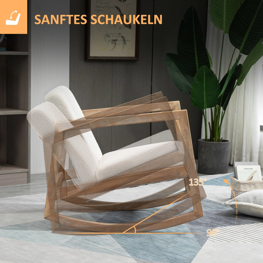 SEDIA A DONDOLO 60x81x71 cm Crema Legno di caucciù e Poliestere