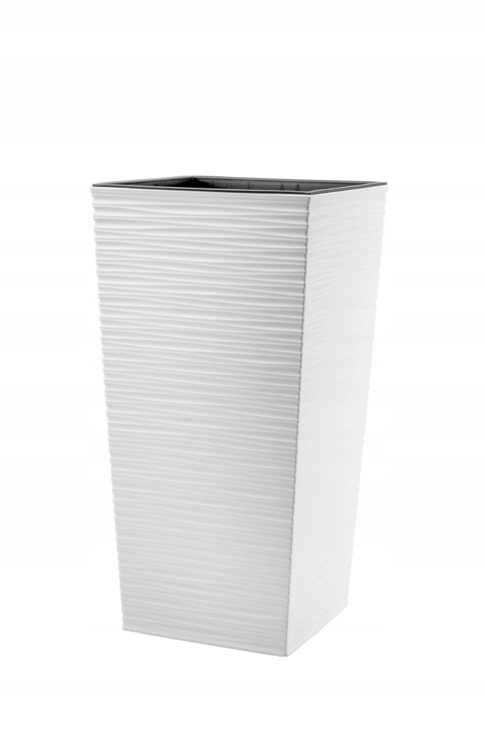 Vaso da fiori KADAX per giardino + inserto, 24x47 cm, alto, bianco, grande, per terrazza, fiori
