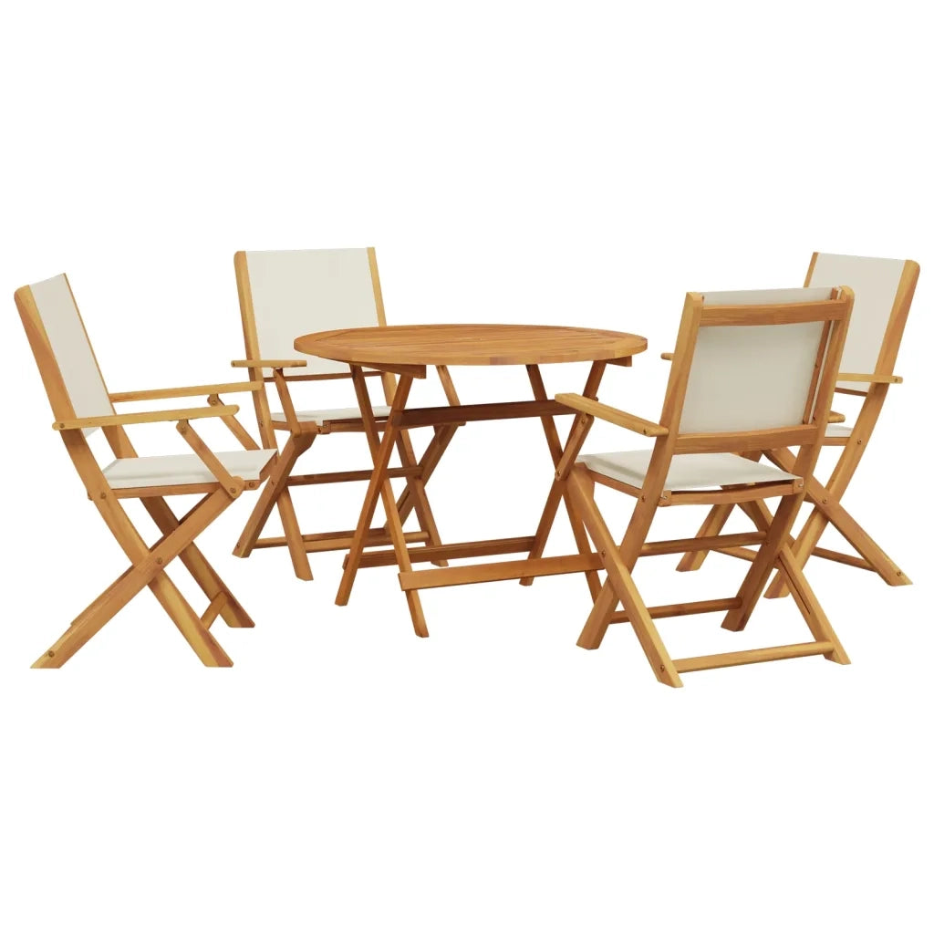 Set Pranzo da Giardino 5pz Crema in Tessuto e Legno Massello 3281820