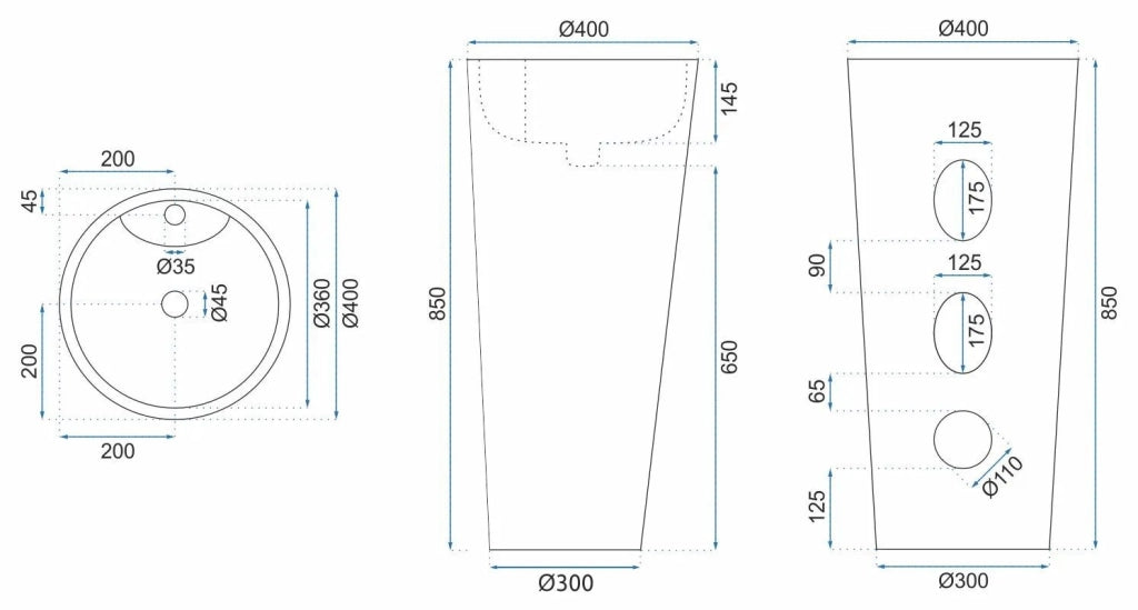 Lavabo Monolitico Blanka Natural Matt