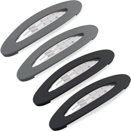 Spilletti per capelli grandi 9 cm per ragazze e donne - Set da 4 - Nero e grigio - Accessori per capelli - Decorazioni per capelli - Spille clip