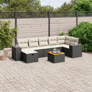 Set Divani da Giardino con Cuscini 8 pz Nero in Polyrattan 3265179