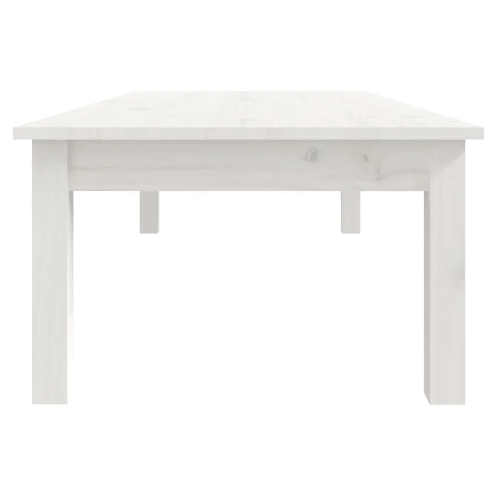 Tavolino da Salotto Bianco 110x50x30 cm Legno Massello di Pino 814235