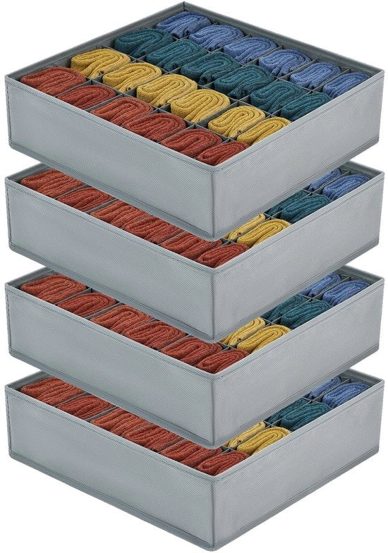 Organizzatore di carrello - Cassa per l'organizzazione dei capi, sistema di organizzazione di carrello, organizzatore di armadio per calze, mutande, cinture, 2 pezzi (grigio chiaro)