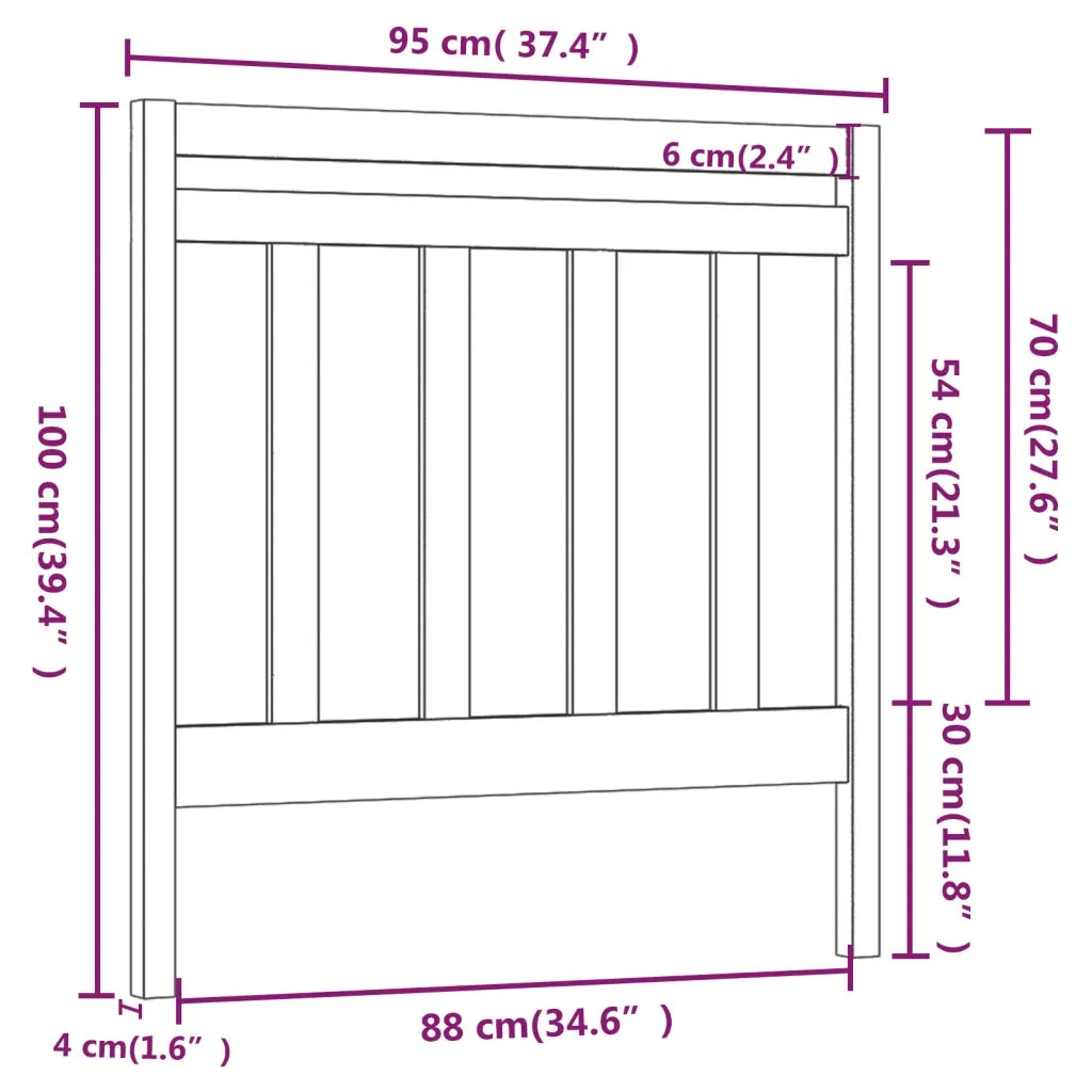 Testiera per Letto Grigia 95x4x100 cm in Legno Massello di Pino cod mxl 33876