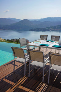 Tavolo Allungabile da Giardino 200/300x100x75 cm Nettuno in Alluminio Bianco